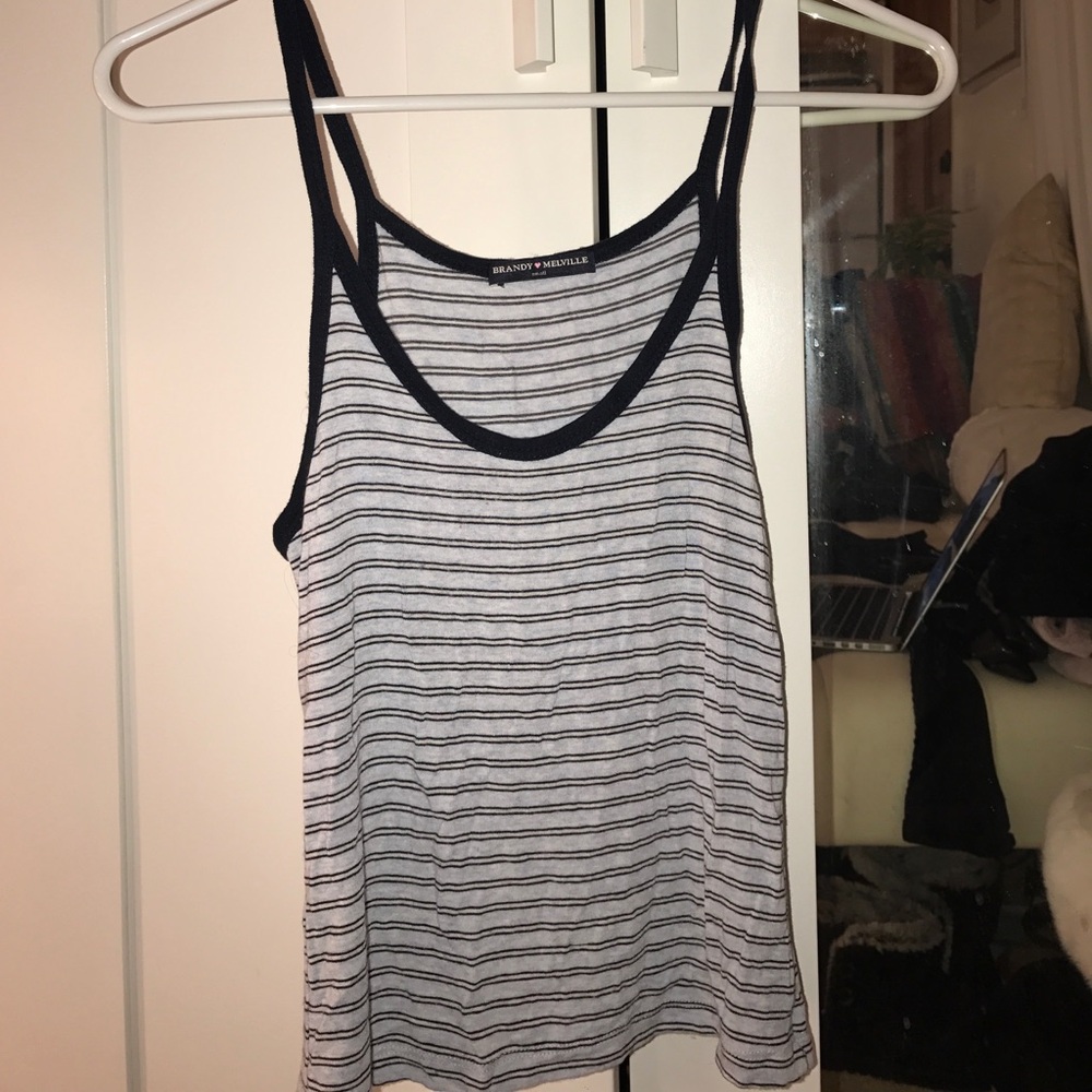 Brandy Melville Black & White Striped Tank Top